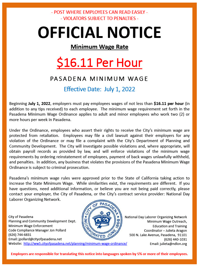 What is Pasadena's Minimum Wage? Freeburg and Granieri, APC