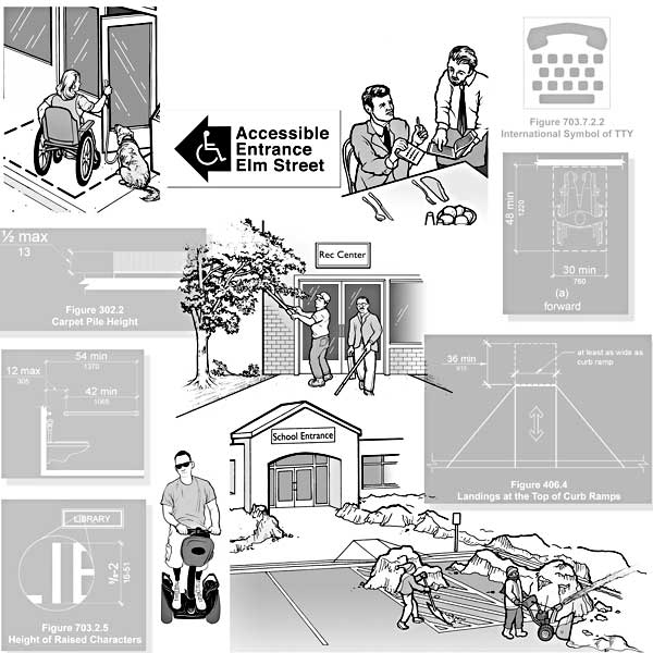 an illustration showing people with different disabilities