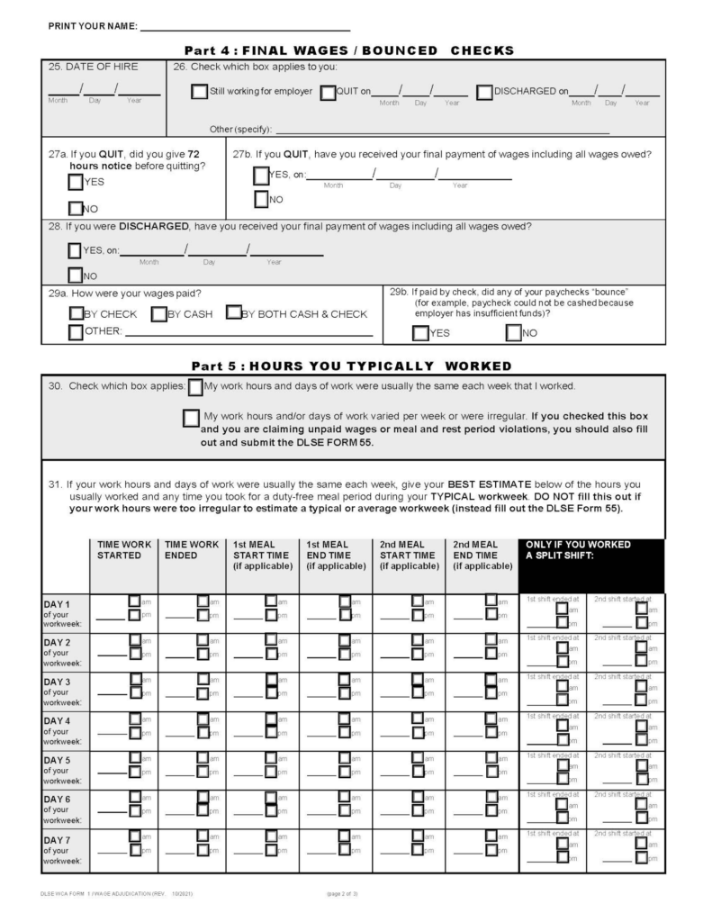part four of the claim form