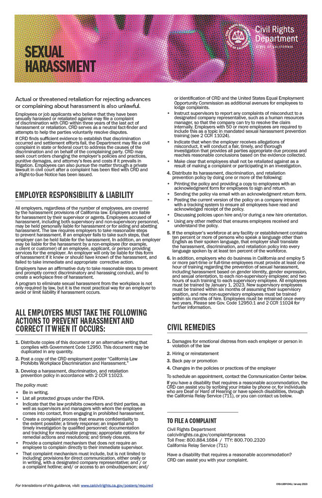 sexual harassment fact sheet page two