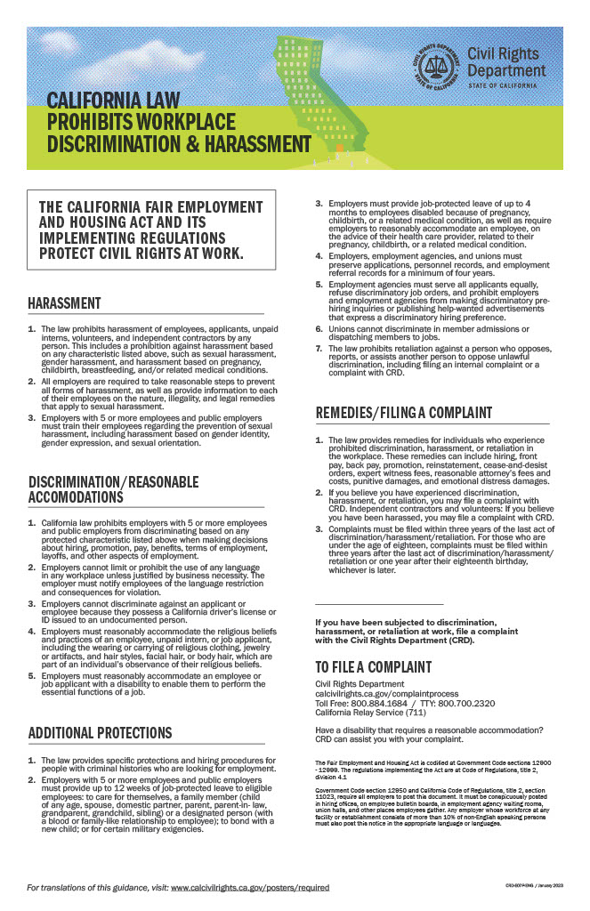 discrimination and harassment fact sheet page two